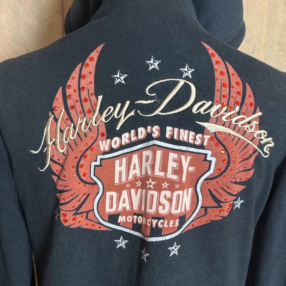 Harley-Davidson black hoodie jacket with wings and bling detail Size Large - Picture 8 of 13